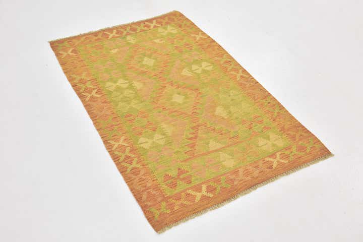 2' 6 x 4' Hand Woven Kilim Waziri Wool Rug