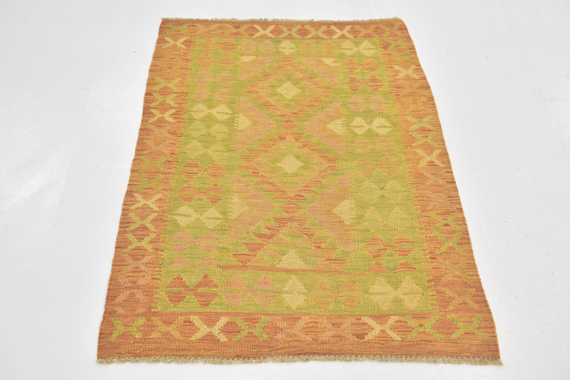 2' 6 x 4' Hand Woven Kilim Waziri Wool Rug