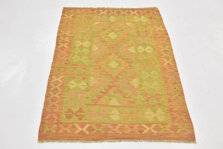 Detail image of 2' 6 x 4' Hand Woven Kilim Waziri Wool Rug