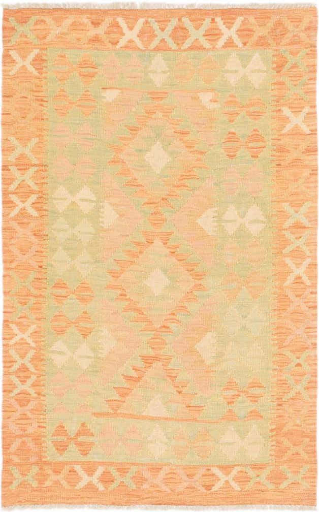 2' 6 x 4' Hand Woven Kilim Waziri Wool Rug