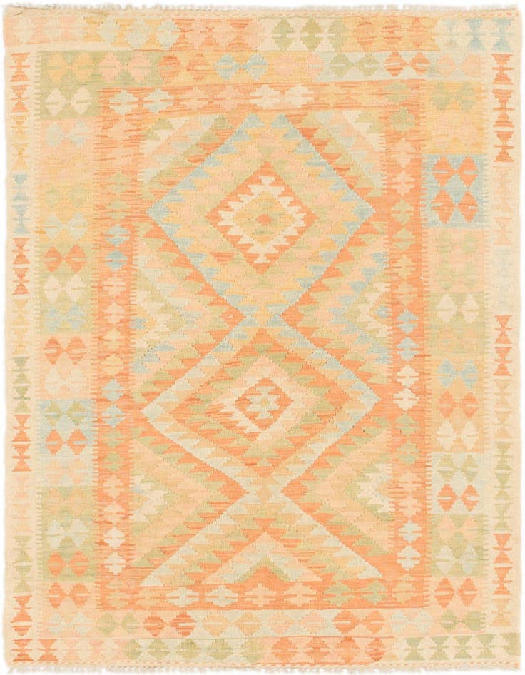 Detail image of 3' 2 x 4' 9 Hand Woven Kilim Waziri Wool Rug