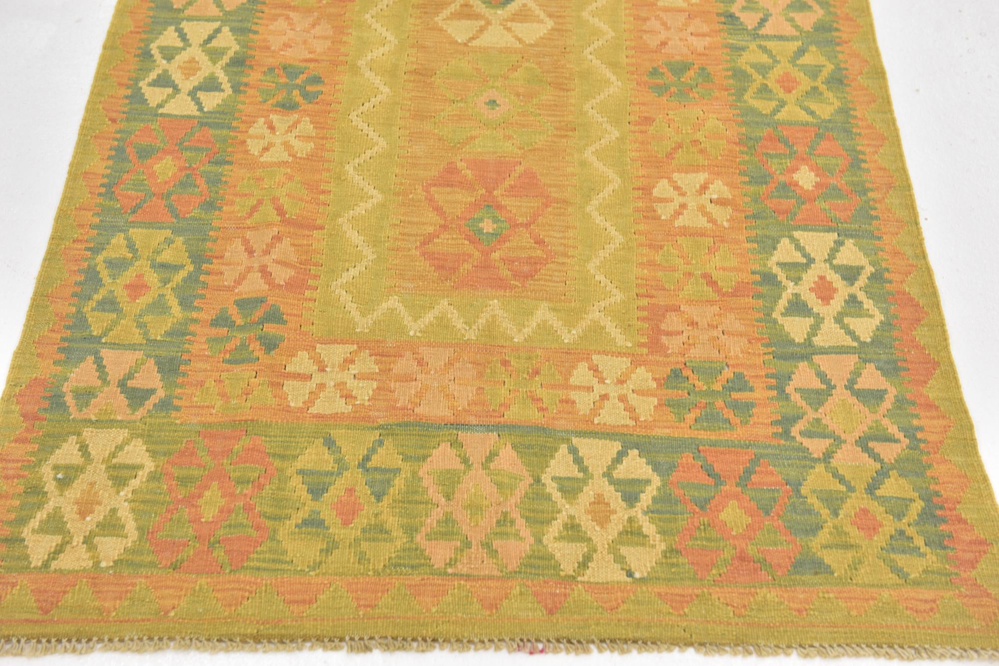 3' x 5' Hand Woven Kilim Waziri Wool Rug