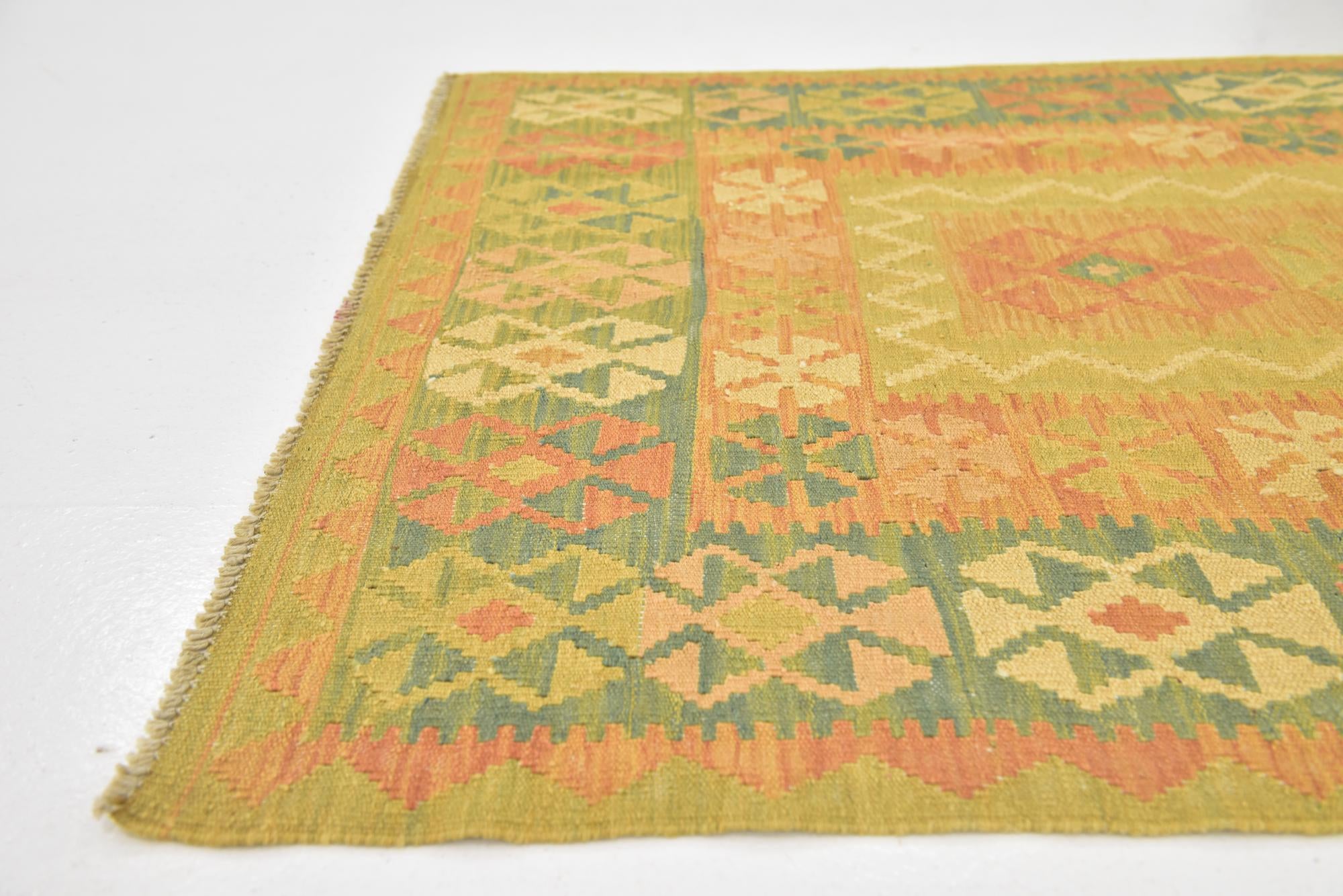 3' x 5' Hand Woven Kilim Waziri Wool Rug