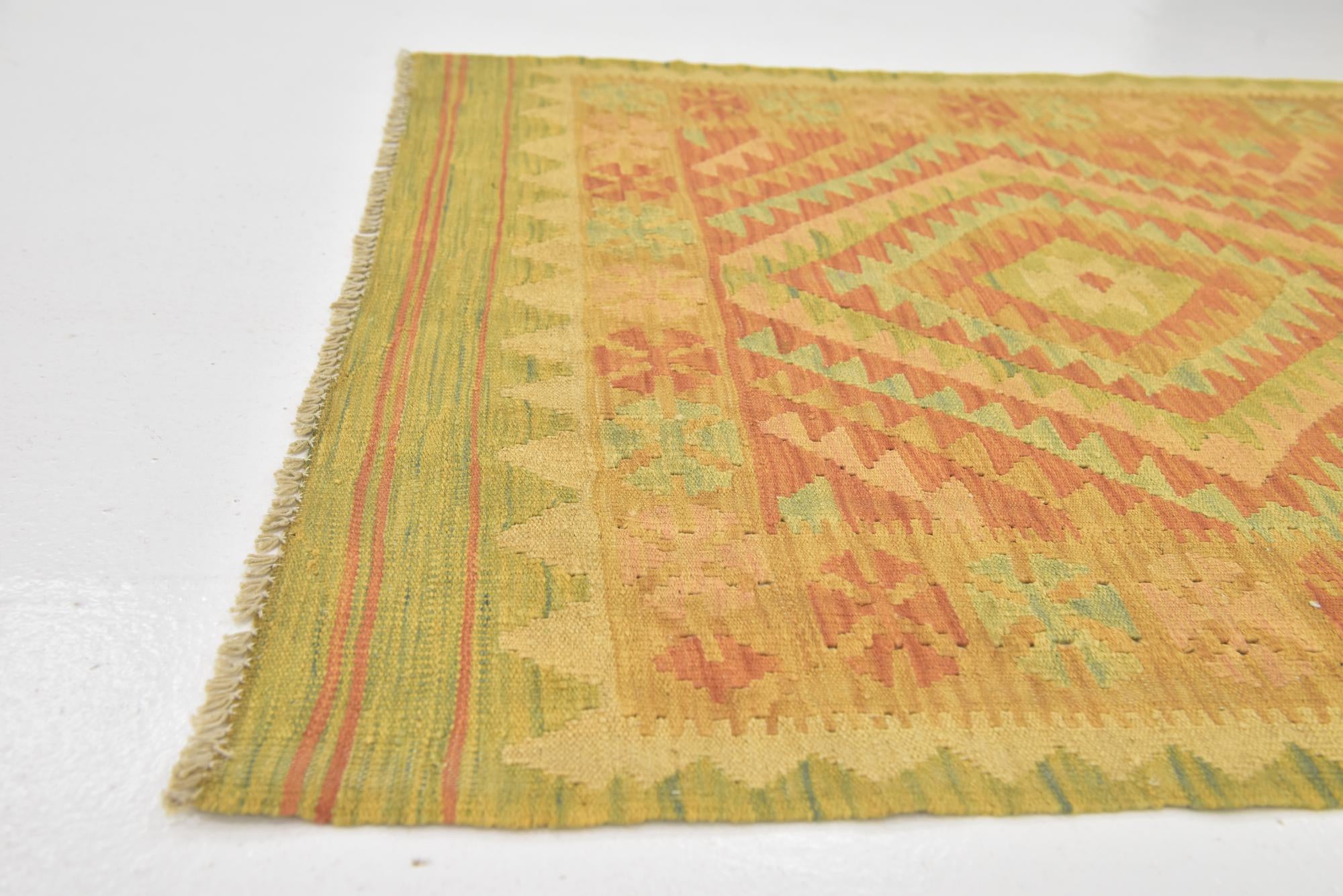 3' 3 x 4' 9 Hand Woven Kilim Waziri Wool Rug