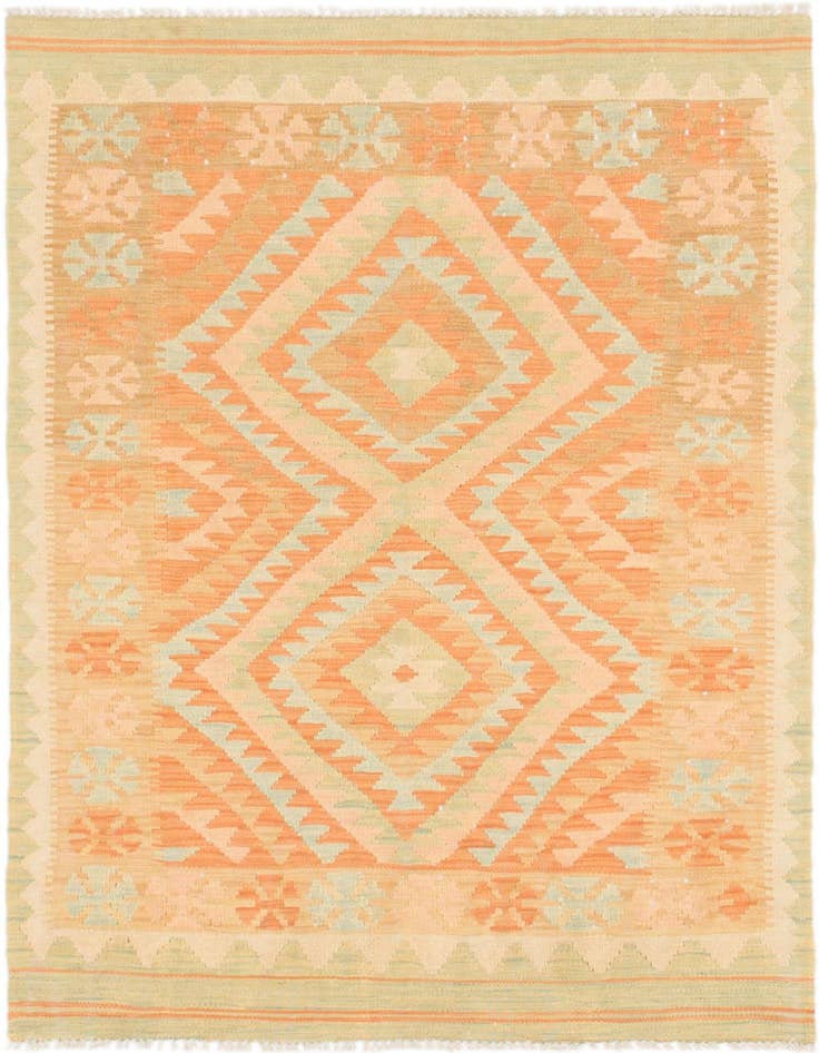 Detail image of 3' 3 x 4' 9 Hand Woven Kilim Waziri Wool Rug