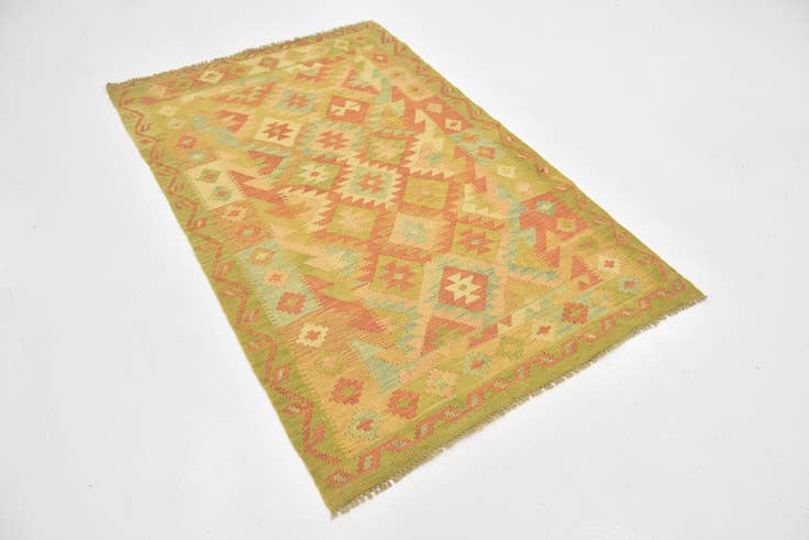Detail image of 3' 6 x 5' 4 Hand Woven Kilim Waziri Wool Rug