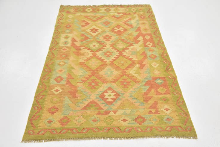 Detail image of 3' 6 x 5' 4 Hand Woven Kilim Waziri Wool Rug