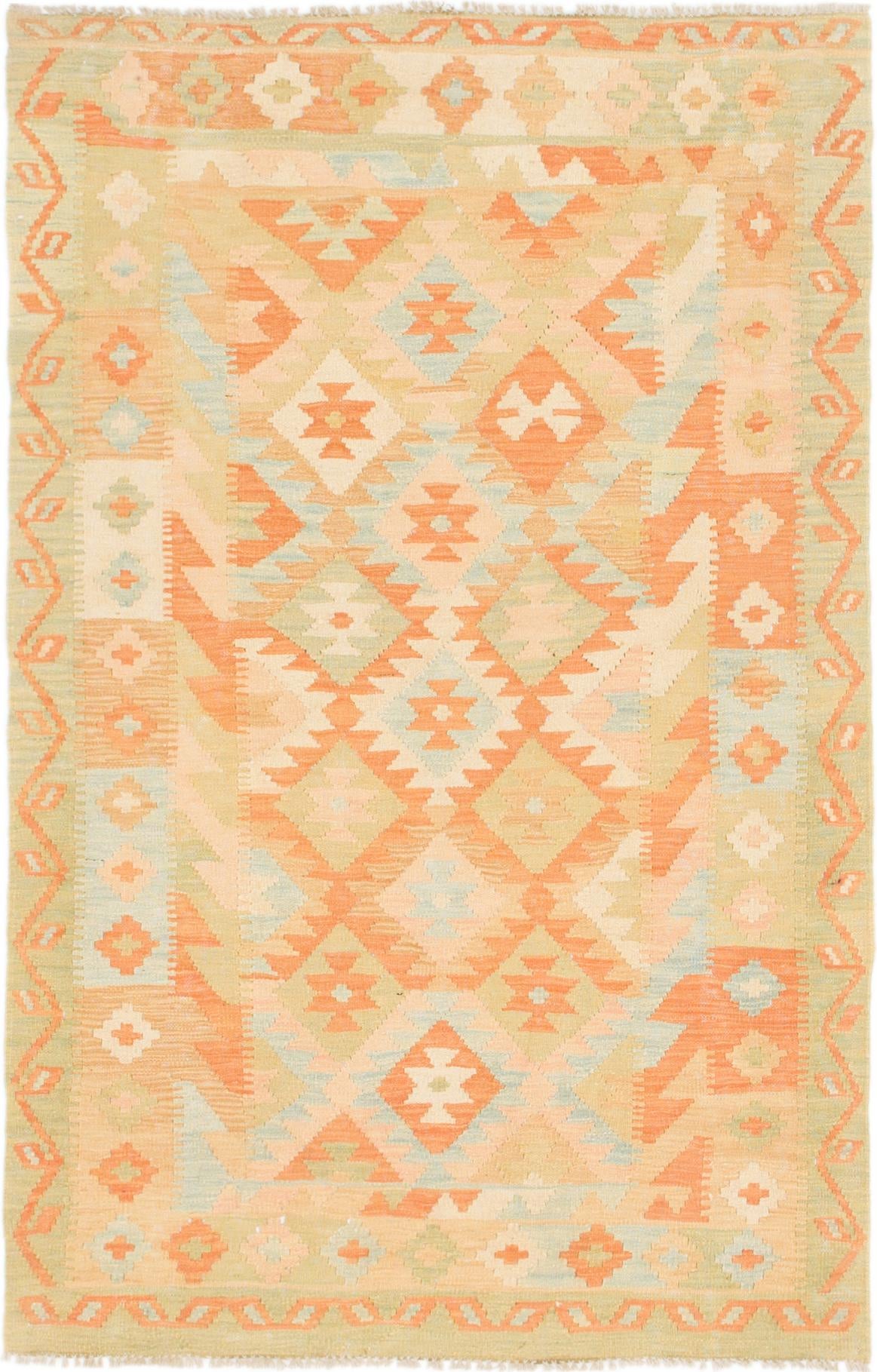 3' 6 x 5' 4 Hand Woven Kilim Waziri Wool Rug