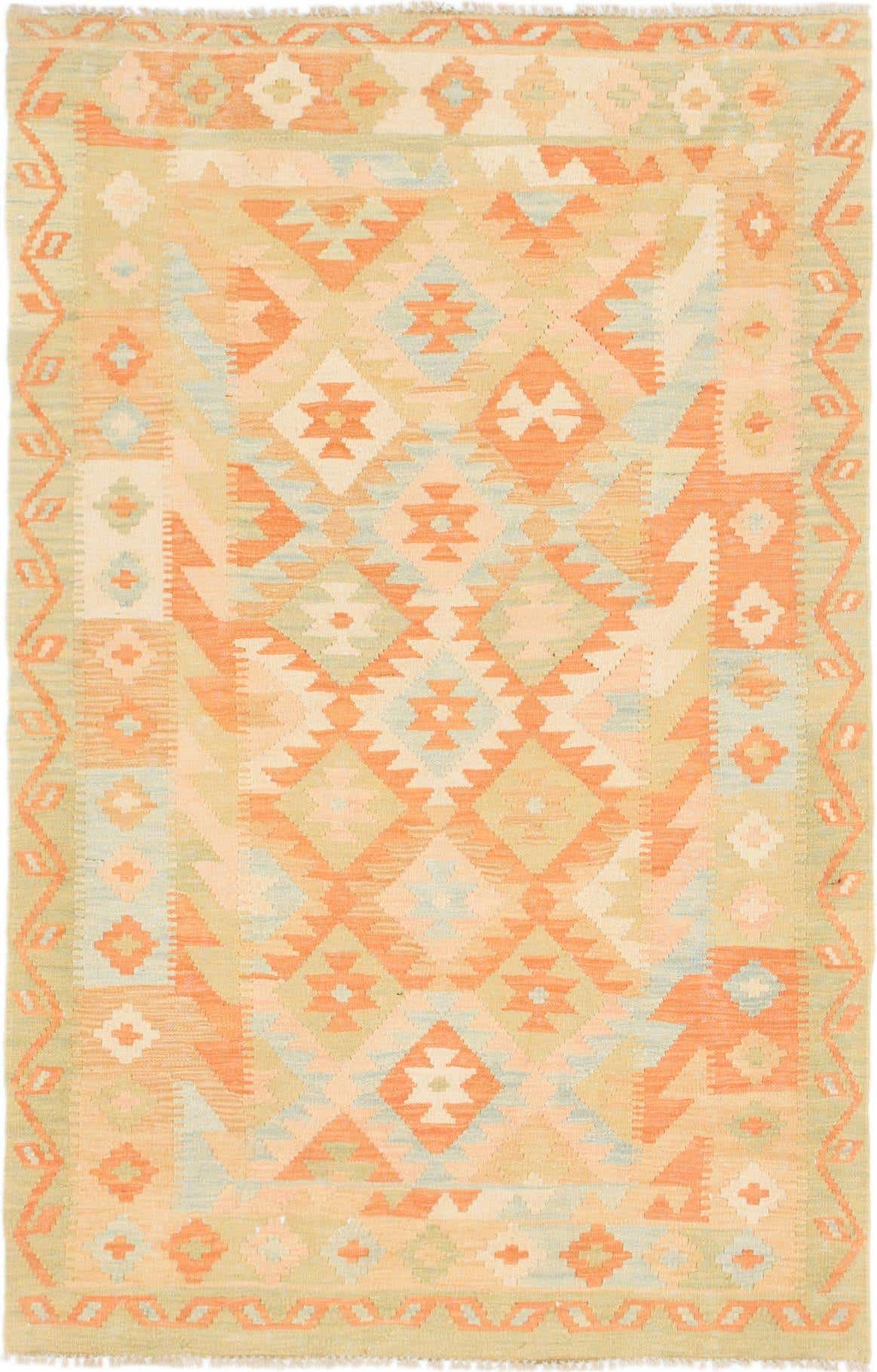 3' 6 x 5' 4 Hand Woven Kilim Waziri Wool Rug