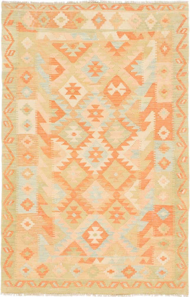 3' 6 x 5' 4 Hand Woven Kilim Waziri Wool Rug