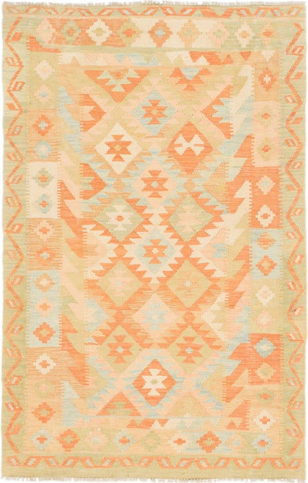 Detail image of 3' 6 x 5' 4 Hand Woven Kilim Waziri Wool Rug