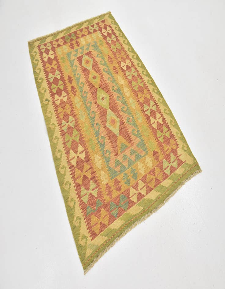 Detail image of 3' 4 x 4' 9  Hand Woven Kilim Waziri Wool Rug