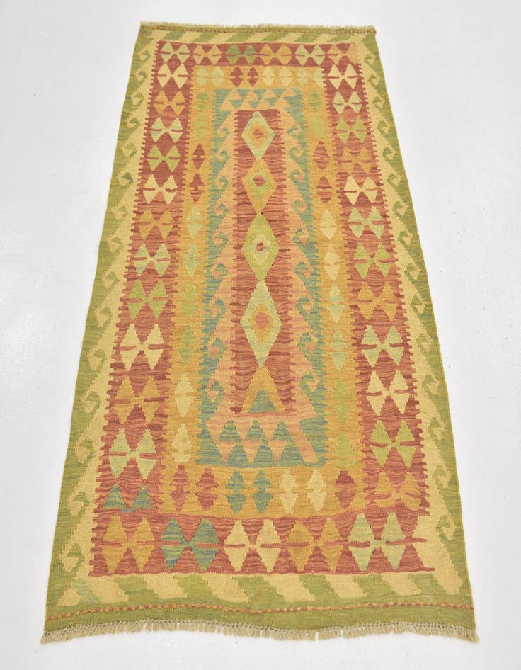 Detail image of 3' 4 x 4' 9  Hand Woven Kilim Waziri Wool Rug