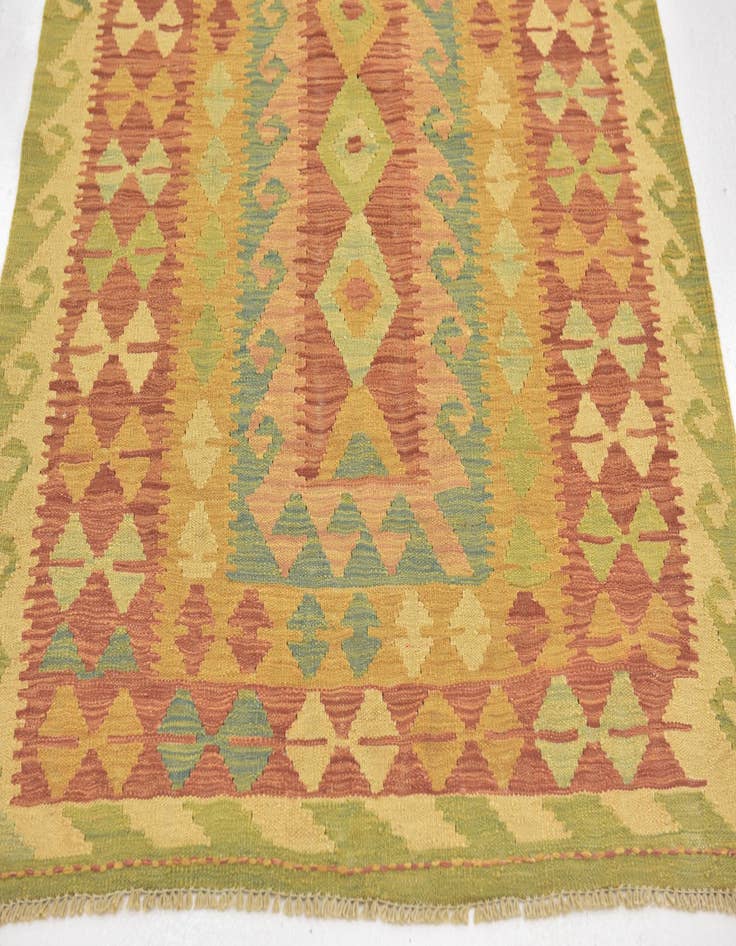 Detail image of 3' 4 x 4' 9  Hand Woven Kilim Waziri Wool Rug