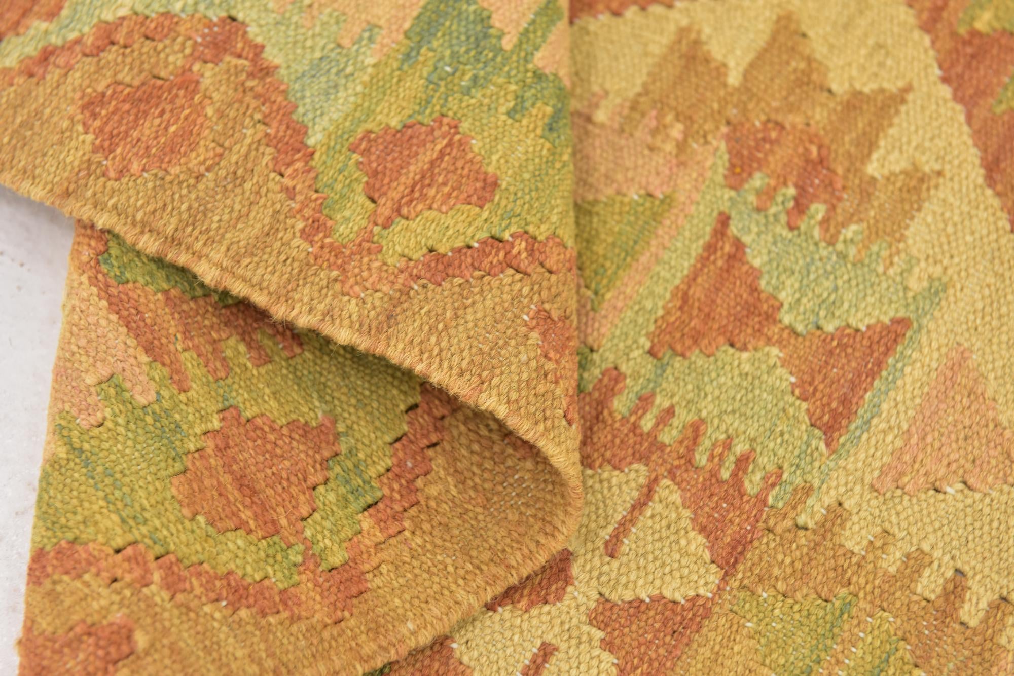 3' 3 x 4' 10 Hand Woven Kilim Waziri Wool Rug