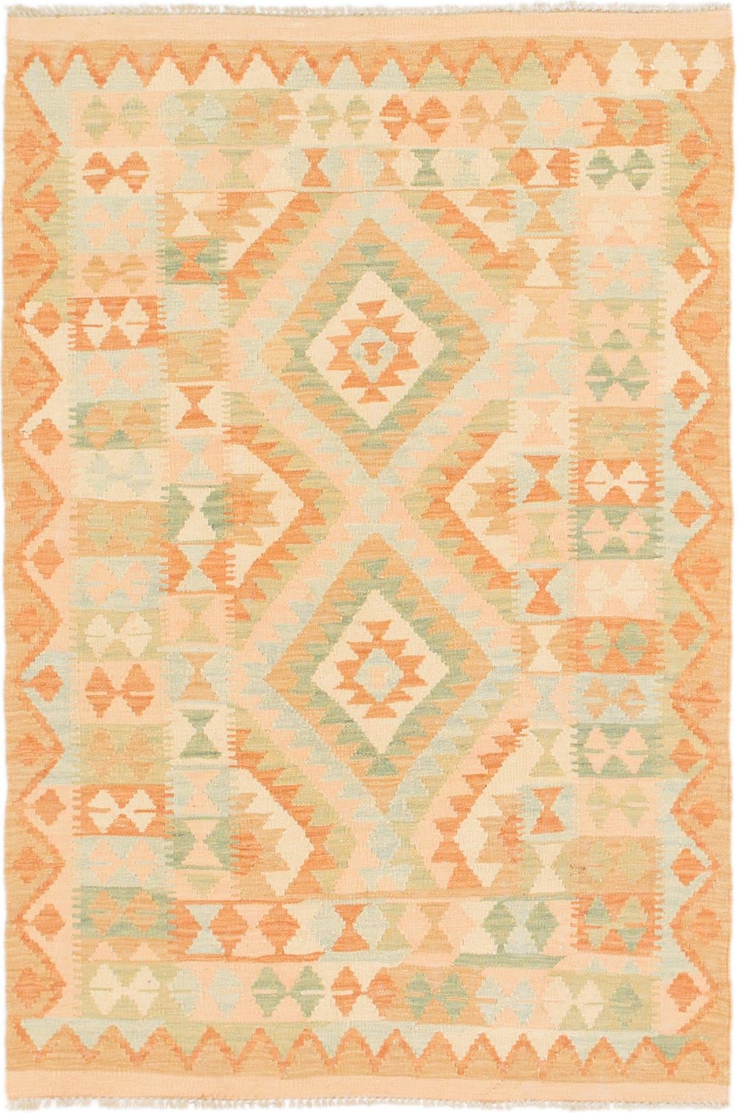 3' 3 x 4' 10 Hand Woven Kilim Waziri Wool Rug