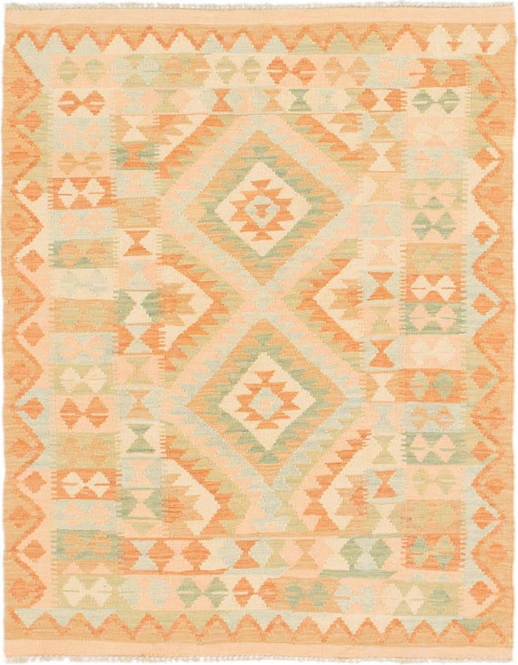 Detail image of 3' 3 x 4' 10 Hand Woven Kilim Waziri Wool Rug