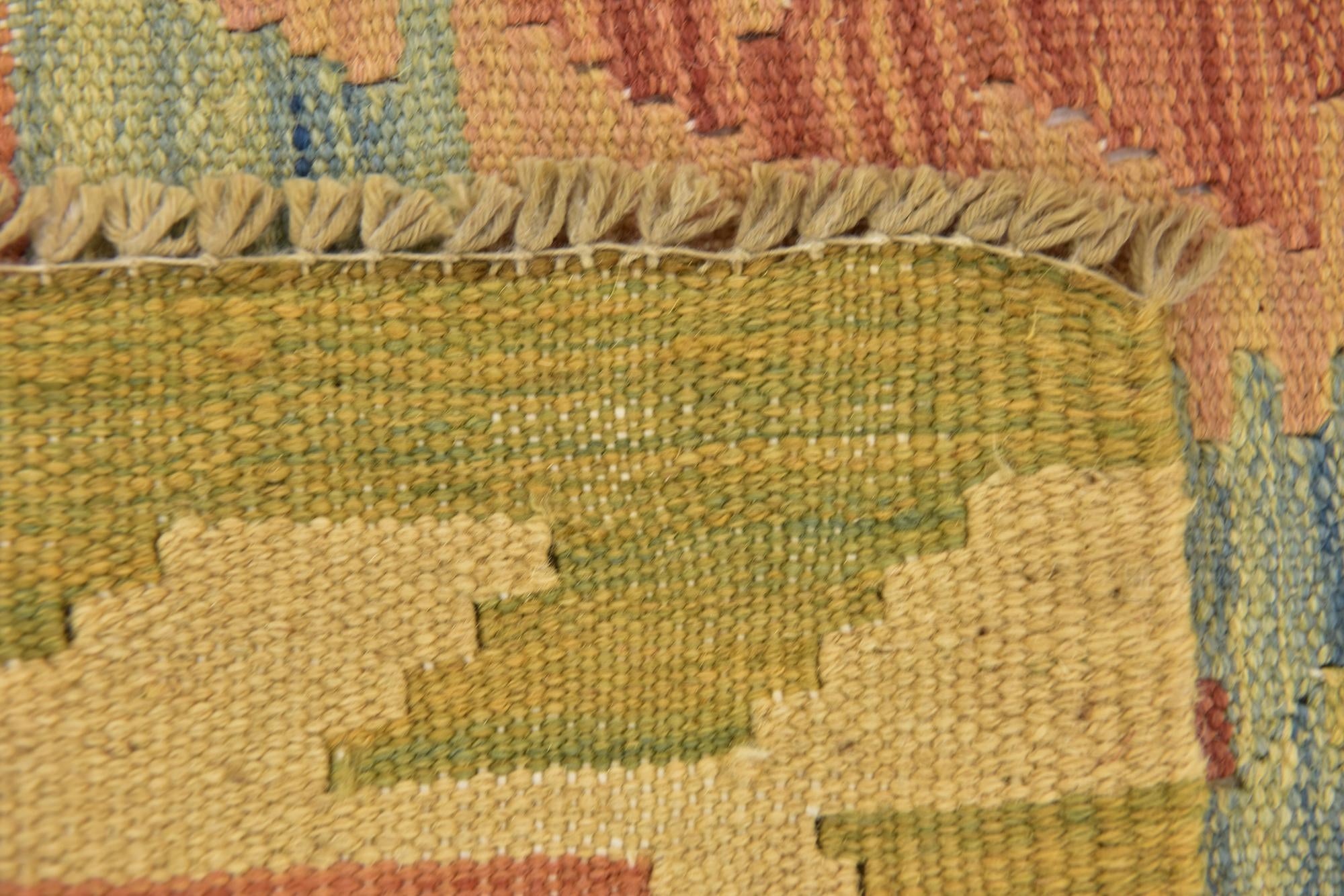 3' 2 x 4' 10 Hand Woven Kilim Waziri Wool Rug