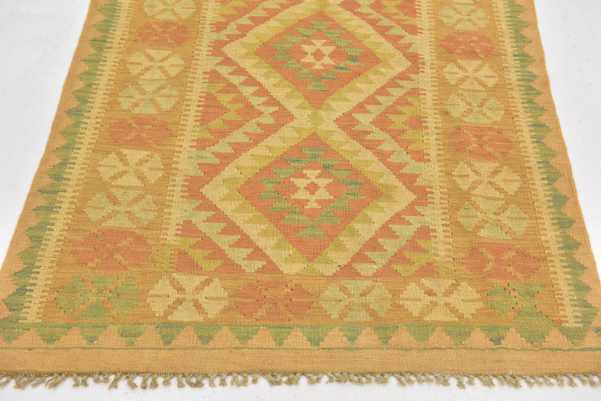 3' 2 x 5' Hand Woven Kilim Waziri Wool Rug