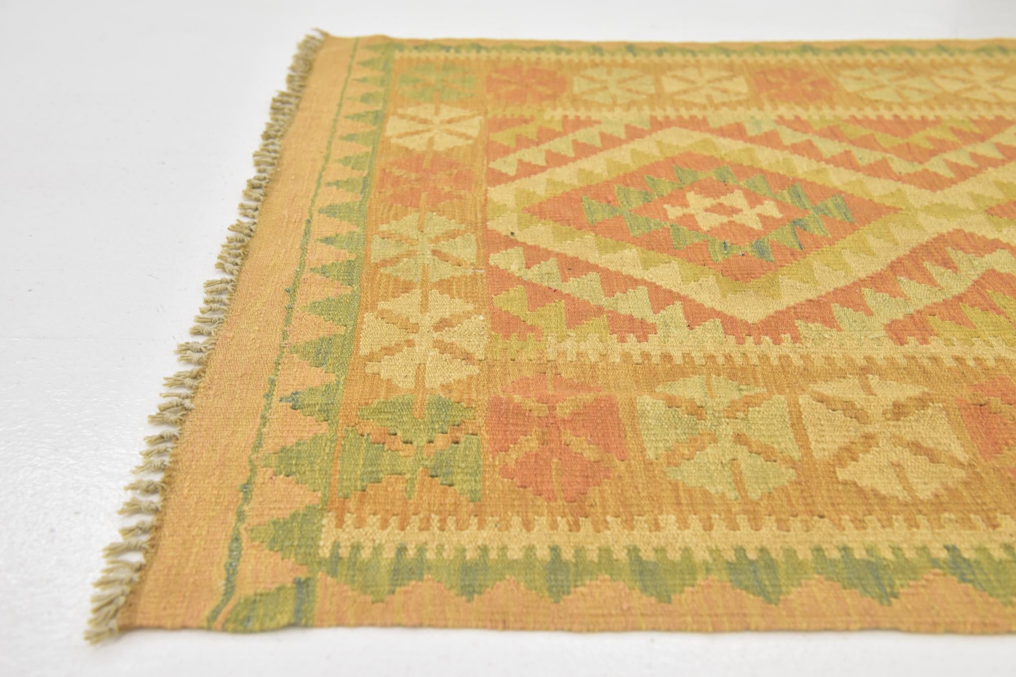 3' 2 x 5' Hand Woven Kilim Waziri Wool Rug