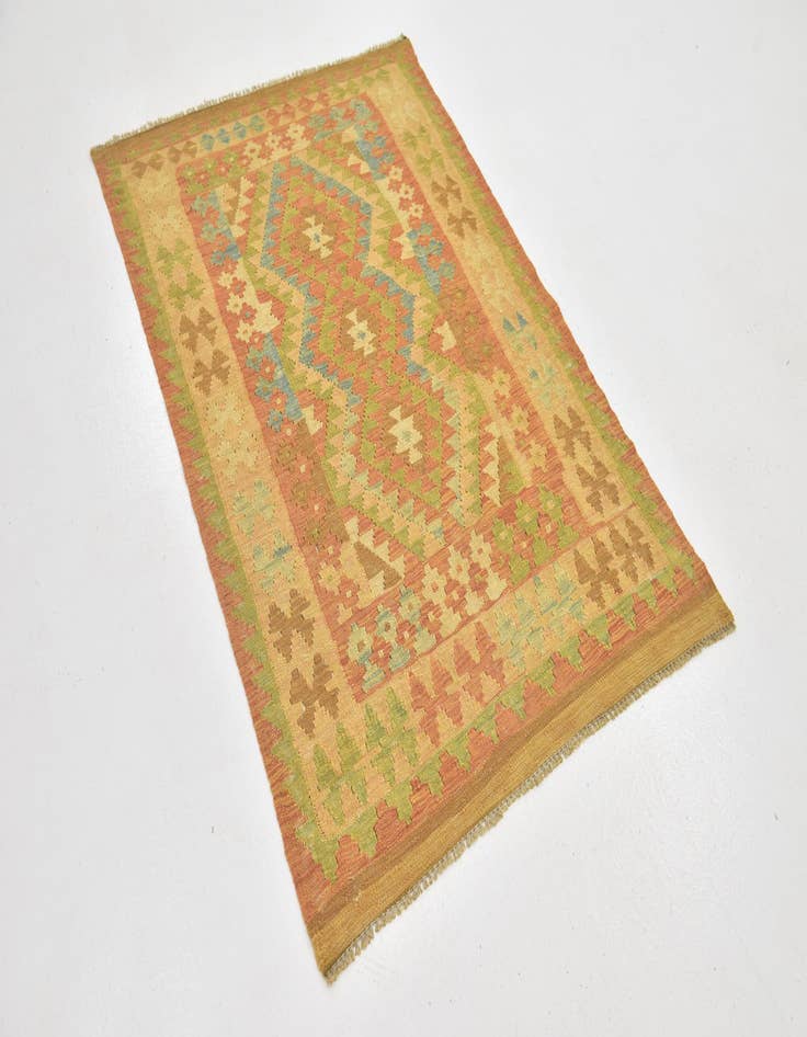 Detail image of 3' 2 x 4' 9  Hand Woven Kilim Waziri Wool Rug