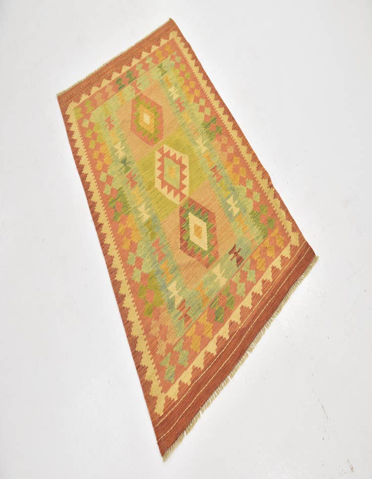 Detail image of 3' 2 x 5'  Hand Woven Kilim Waziri Wool Rug