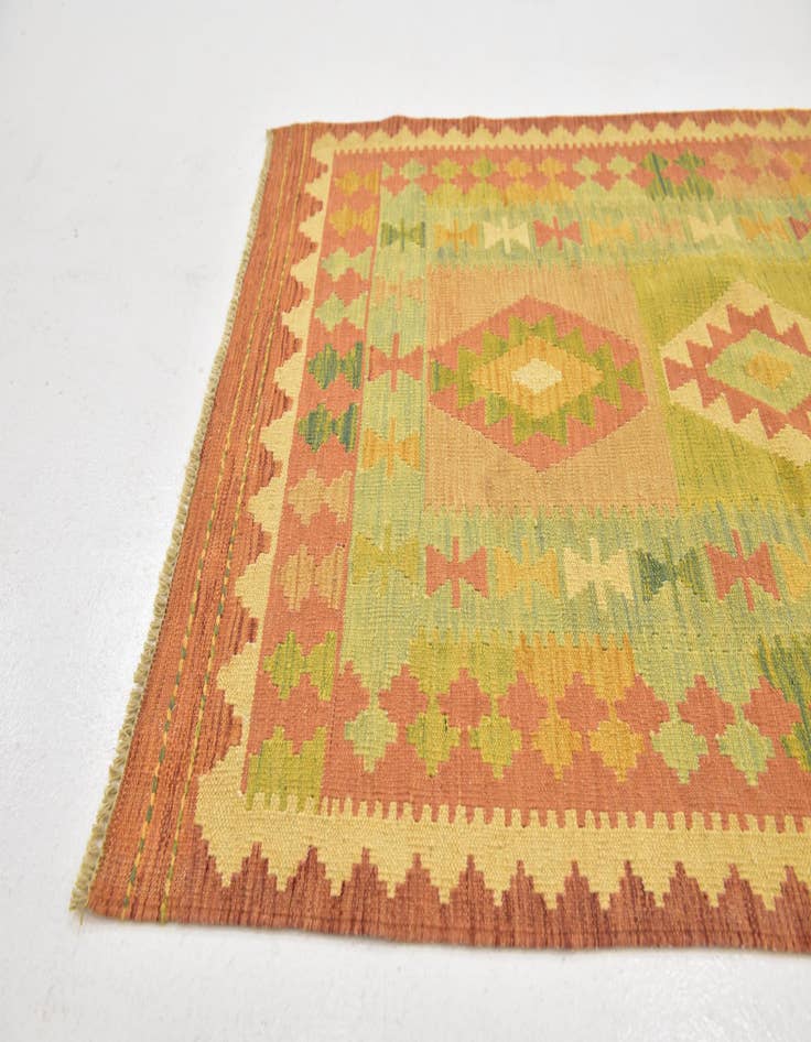 Detail image of 3' 2 x 5'  Hand Woven Kilim Waziri Wool Rug