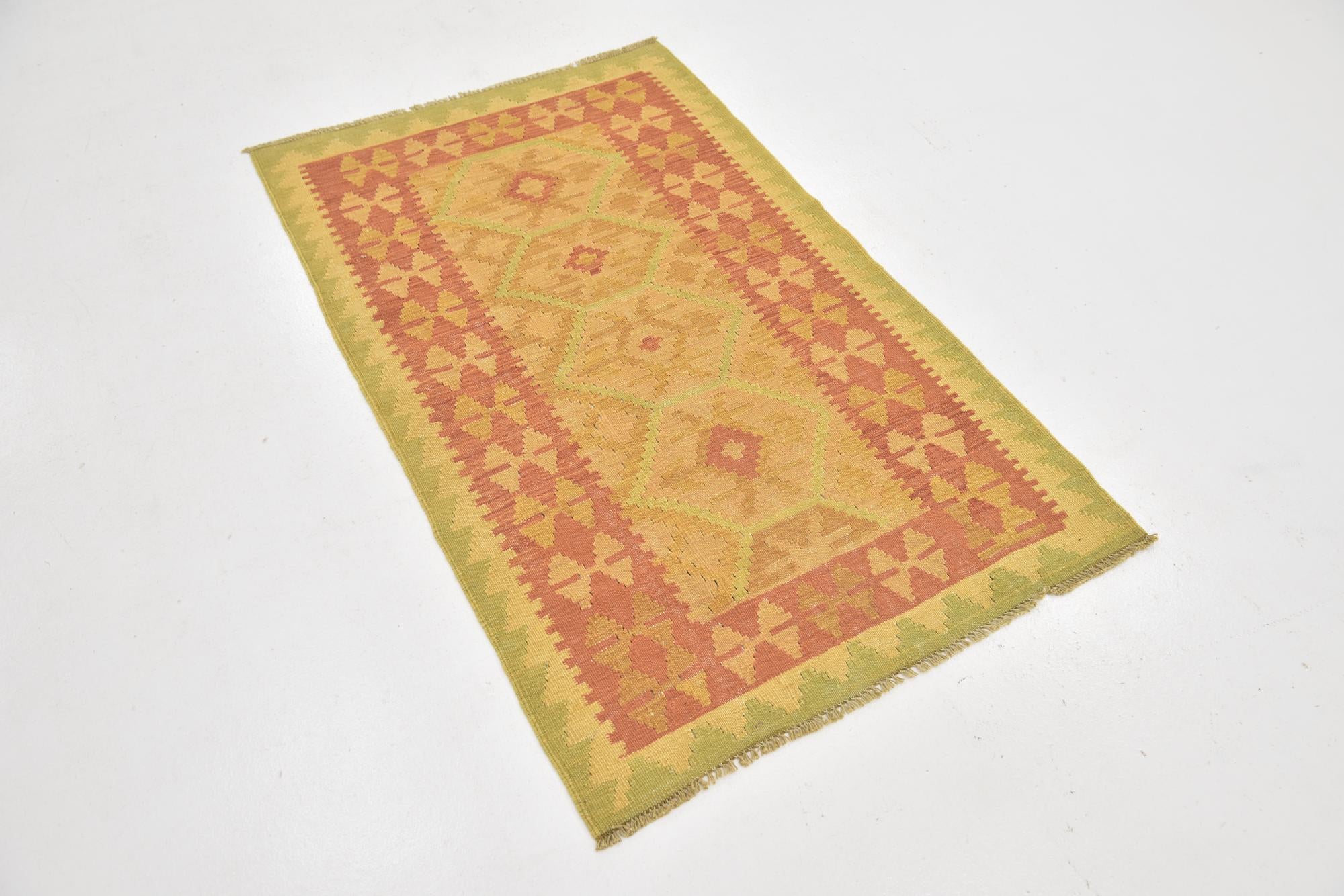90cm x 145cm Hand Woven Kilim Waziri Wool Rug