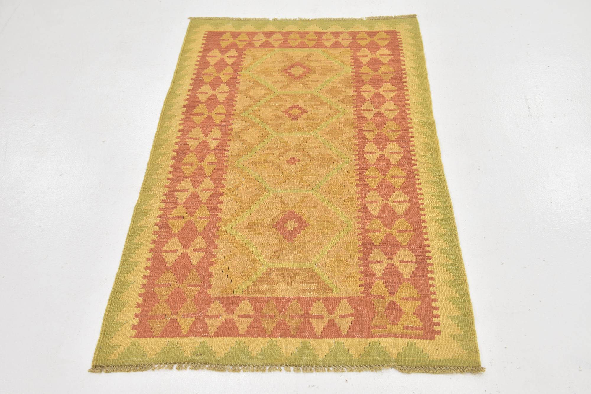 90cm x 145cm Hand Woven Kilim Waziri Wool Rug
