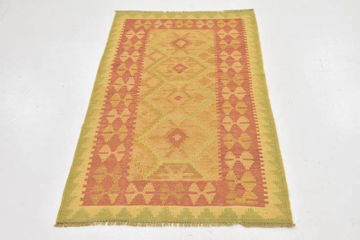 Detail image of 90cm x 145cm Hand Woven Kilim Waziri Wool Rug