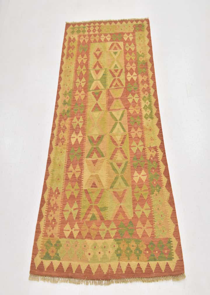 3' 2 x 4' 10 Hand Woven Kilim Waziri Wool Rug