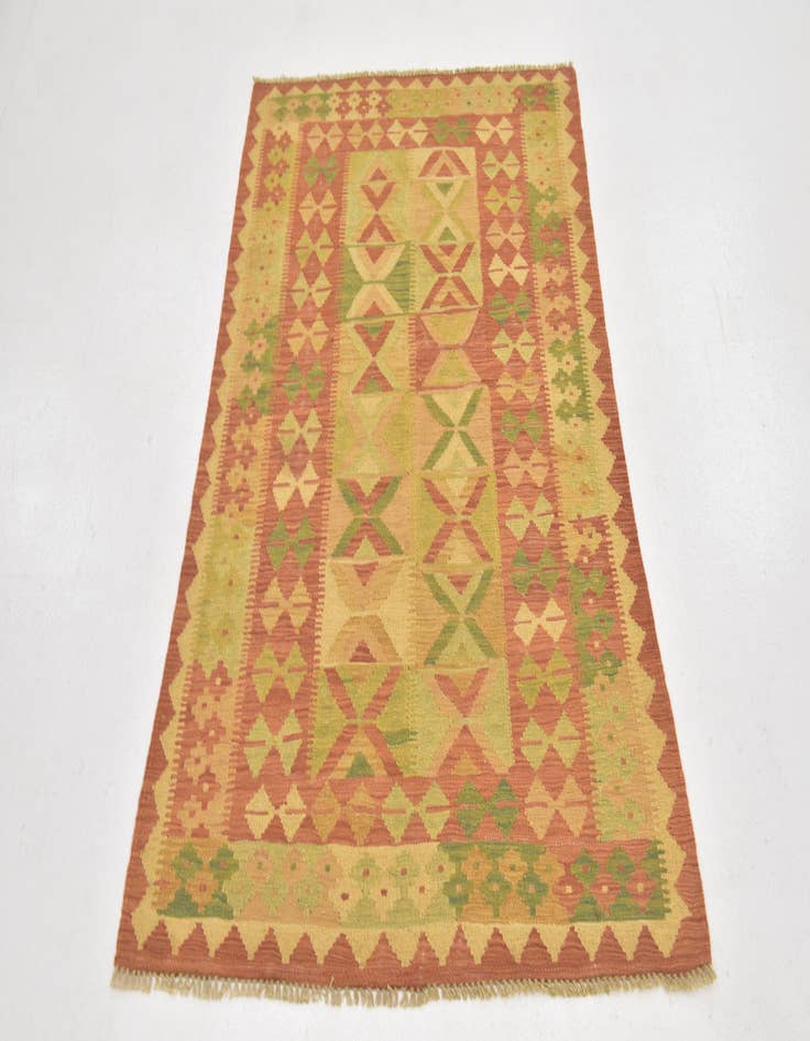 Detail image of 3' 2 x 4' 10 Hand Woven Kilim Waziri Wool Rug