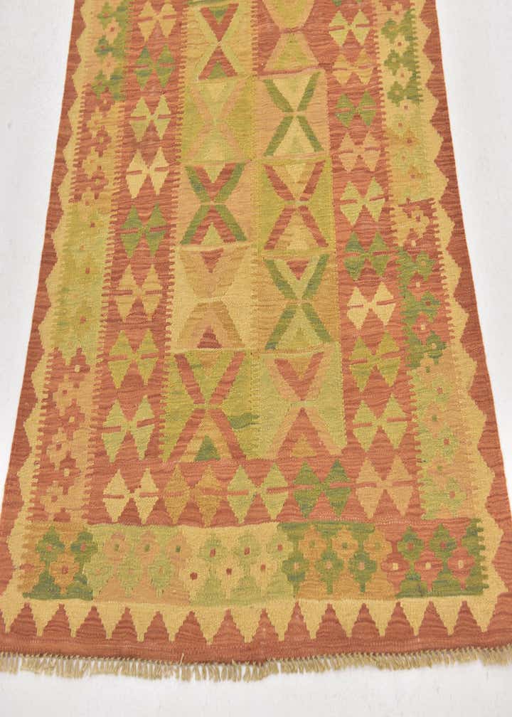 3' 2 x 4' 10 Hand Woven Kilim Waziri Wool Rug