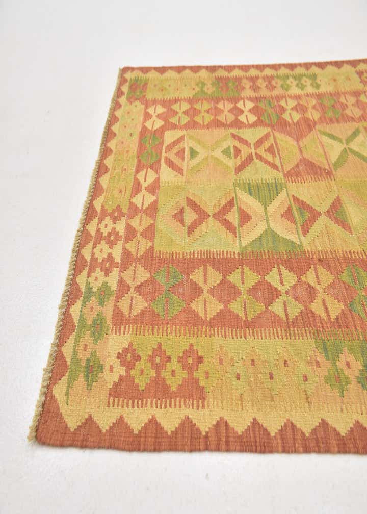 3' 2 x 4' 10 Hand Woven Kilim Waziri Wool Rug