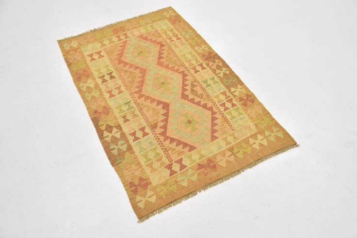 Detail image of 2' 8 x 4' Hand Woven Kilim Waziri Wool Rug