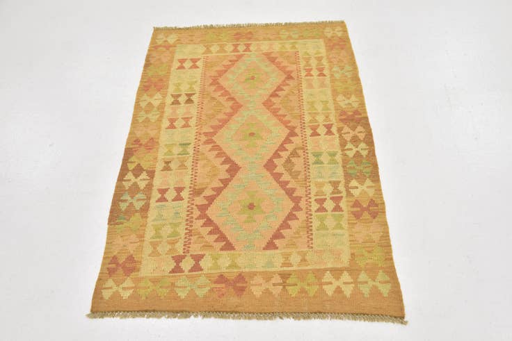 Detail image of 2' 8 x 4' Hand Woven Kilim Waziri Wool Rug