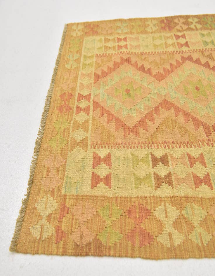 Detail image of 2' 8 x 4'  Hand Woven Kilim Waziri Wool Rug