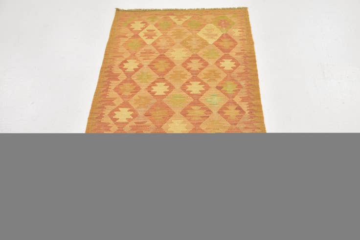 Detail image of 2' 6 x 4' Hand Woven Kilim Waziri Wool Rug