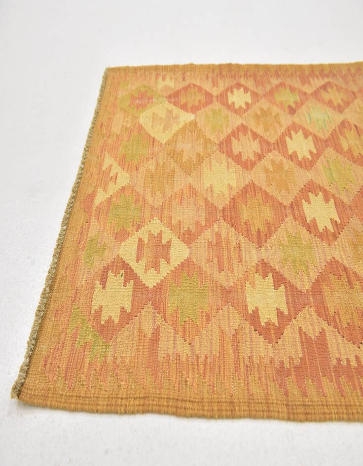 Detail image of 2' 6 x 4'  Hand Woven Kilim Waziri Wool Rug