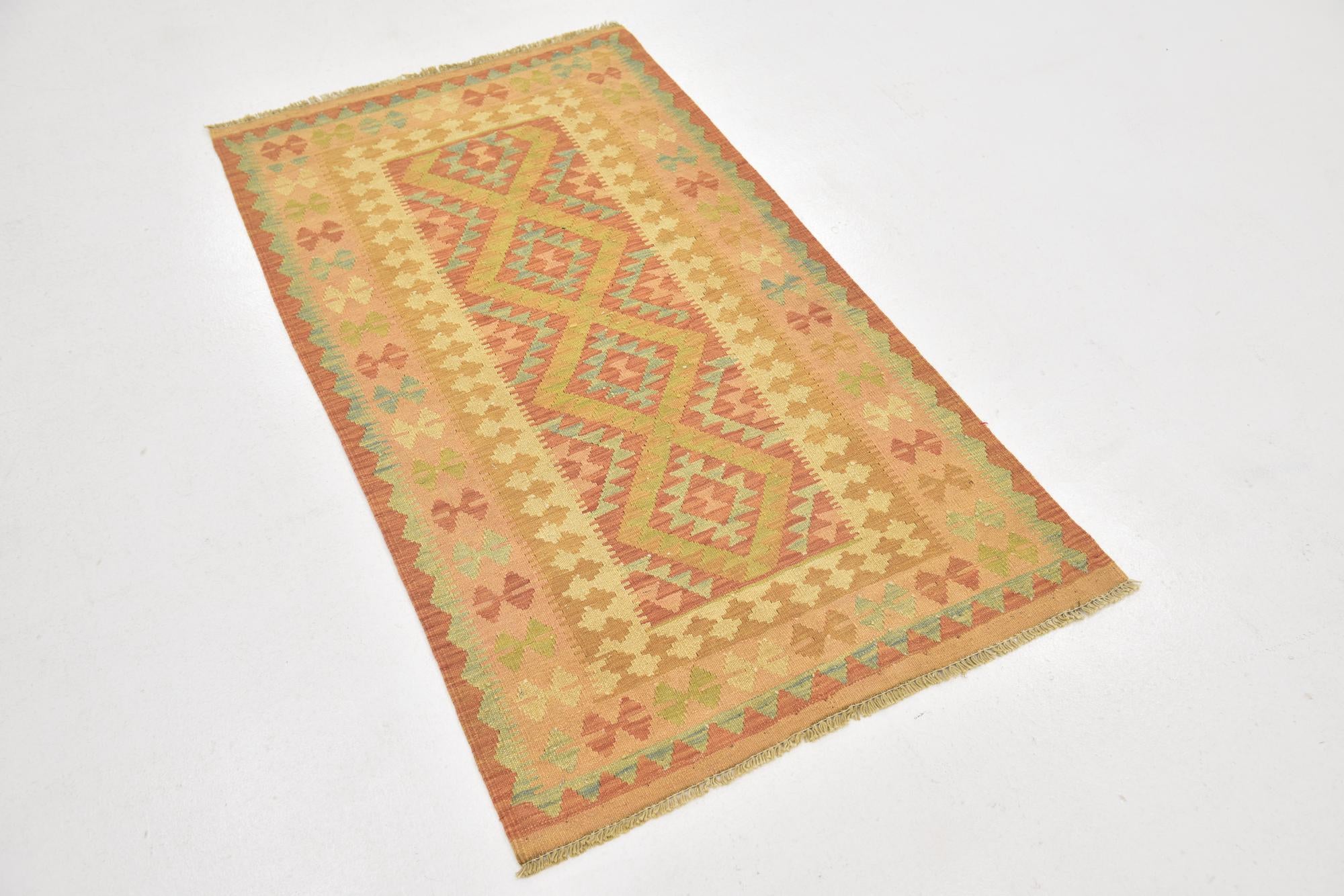 80cm x 140cm Tejido a mano Kilim Waziri Alfombra Lana