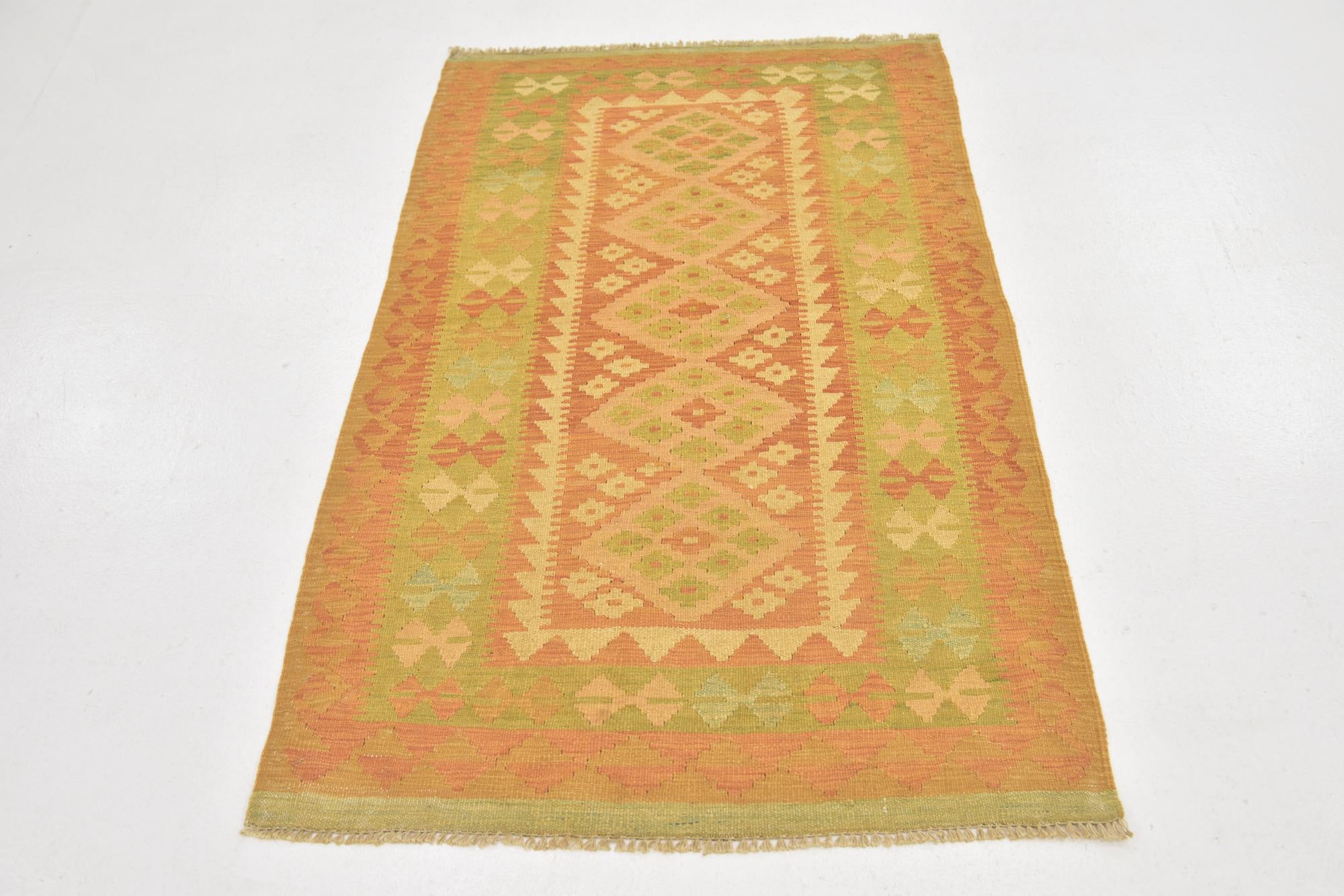 3' x 5' Hand Woven Kilim Waziri Wool Rug