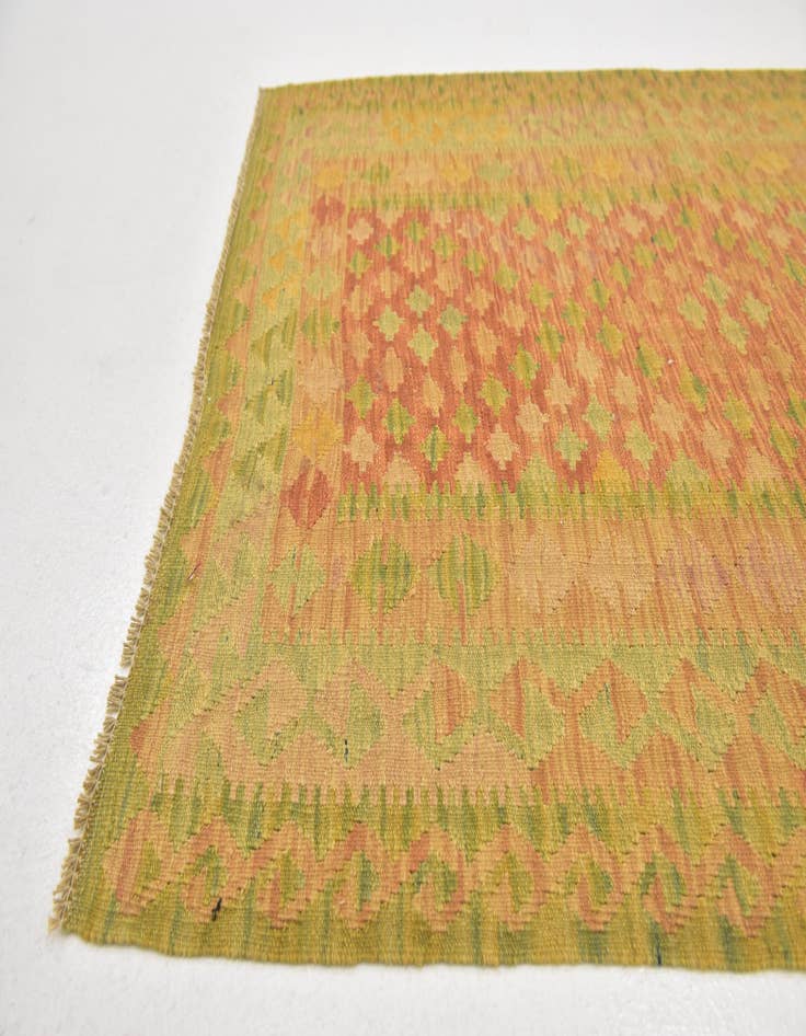 Detail image of 3' 5 x 5'  Hand Woven Kilim Waziri Wool Rug