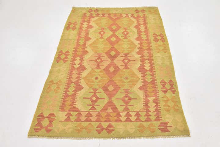 3' 3 x 5' Hand Woven Kilim Waziri Wool Rug