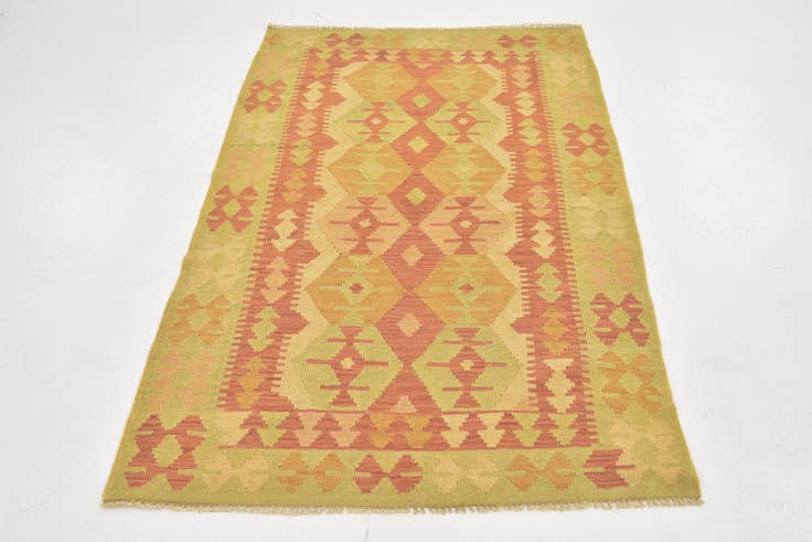 Detail image of 3' 3 x 5' Hand Woven Kilim Waziri Wool Rug