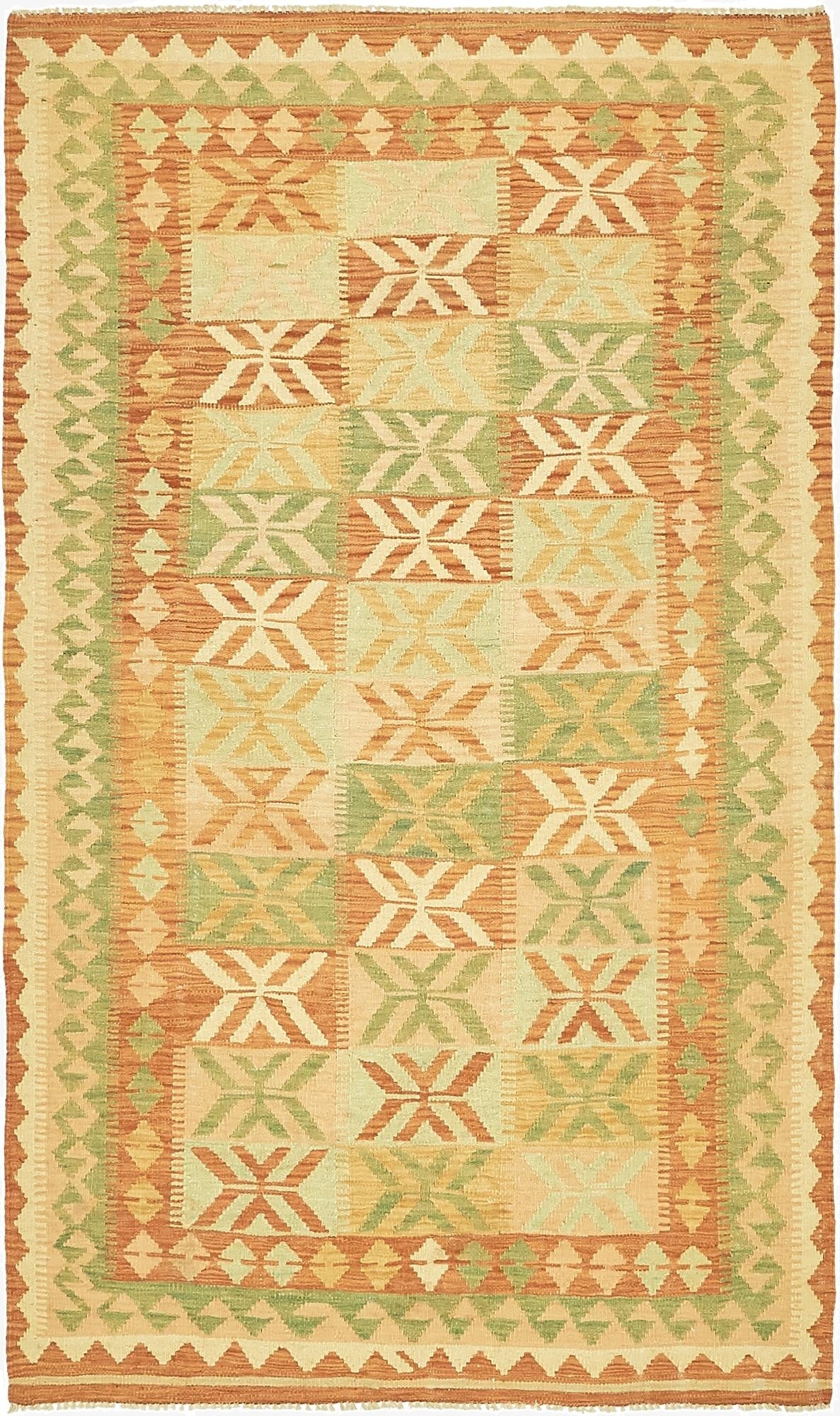 4' x 6' 6  Hand Woven Kilim Waziri Wool Rug