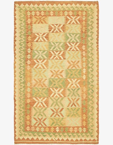 4' x 6' 6 Hand Woven Kilim Waziri Wool Rug