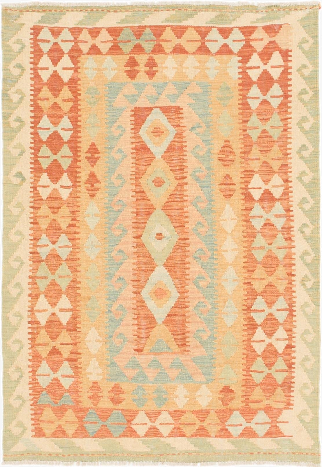 3' 4 x 4' 9  Hand Woven Kilim Waziri Wool Rug