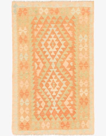 3' 2 x 5' Hand Woven Kilim Waziri Wool Rug
