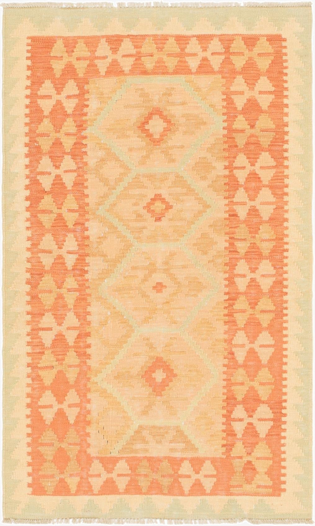 3' x 4' 10  Hand Woven Kilim Waziri Wool Rug