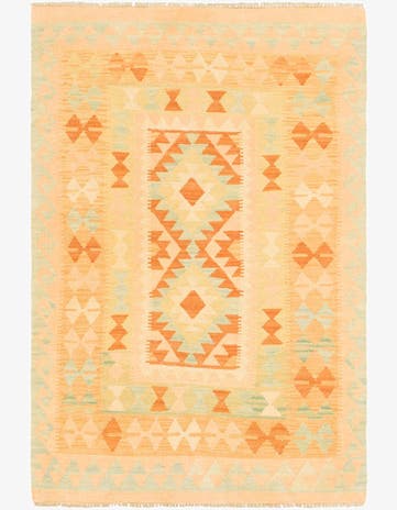 3' 5 x 5' Hand Woven Kilim Waziri Wool Rug